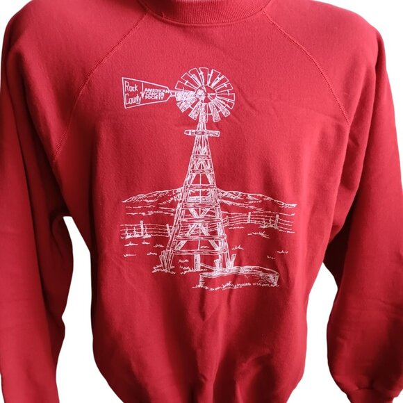 Vintage 90's Hanes Red Sweatshirt XL Rock County Cancer Society Windmill USA - Picture 1 of 6